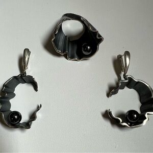 Elegant Silver and Black Jewelry Set
